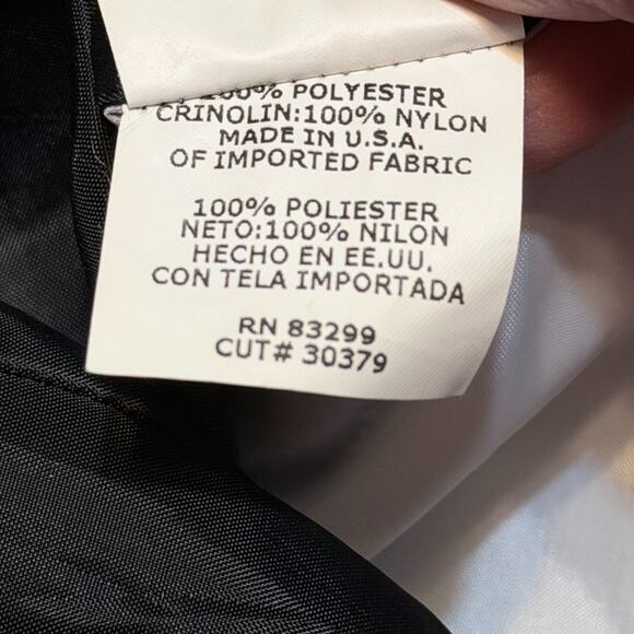 Vintage 80s Jump Apparel Black Halter Prom Gown 11/12 Rhinestone Trim Crinoline - Picture 15 of 16